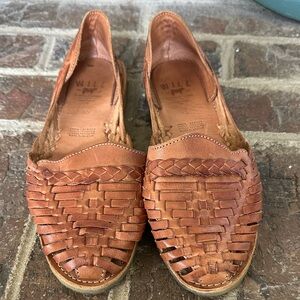 WILL Leather Goods Tan Woven Leather Huarache Flats - Size 9.5